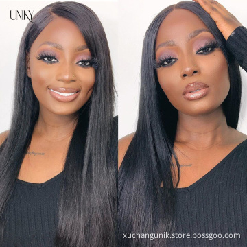 Uniky Transparency HD 5X5 Transparent Swiss Lace Closure Wig Super Thin Film Undectable Human Hair Straight Natural Wigs